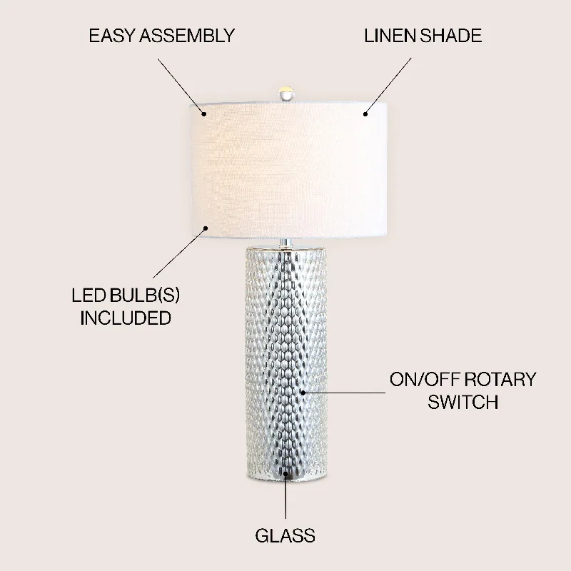 leather table lamps with a distressed texture for a rugged charmleather table lamps with a distressed texture for a rugged charmHughes 30" Glass LED Table Lamp, Silver by JONATHAN Y