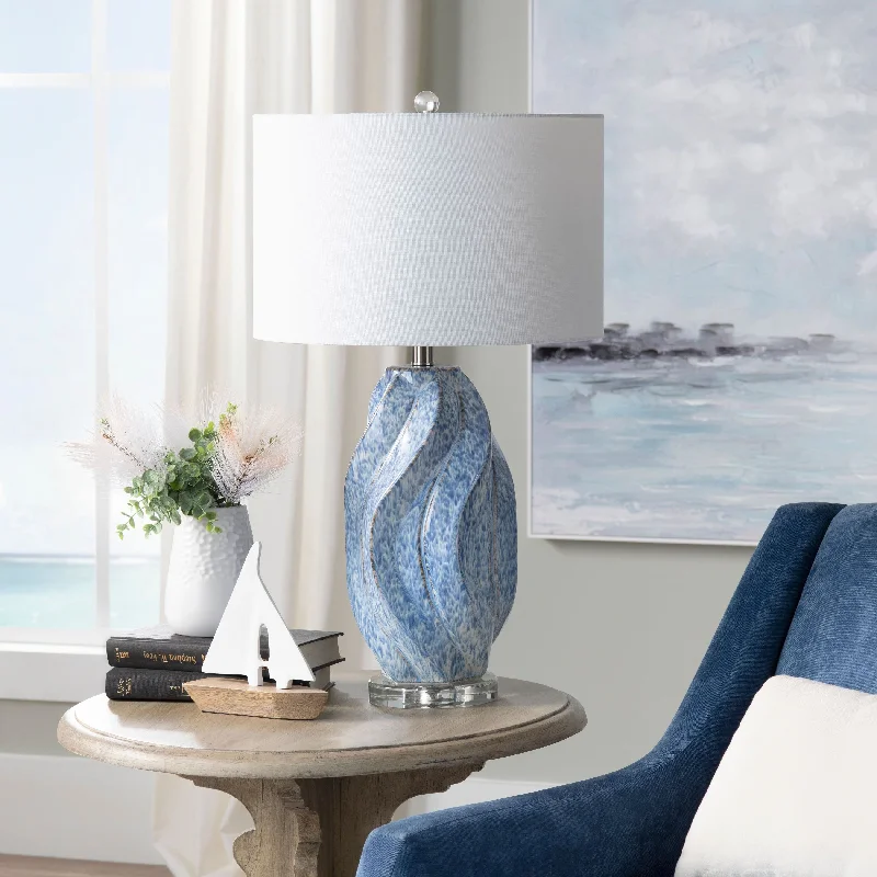 mid century modern table lamps with iconic designs for a stylish studymid century modern table lamps with iconic designs for a stylish studyJanice 3-Way Swirl Ceramic Table Lamp with White Linen Shade