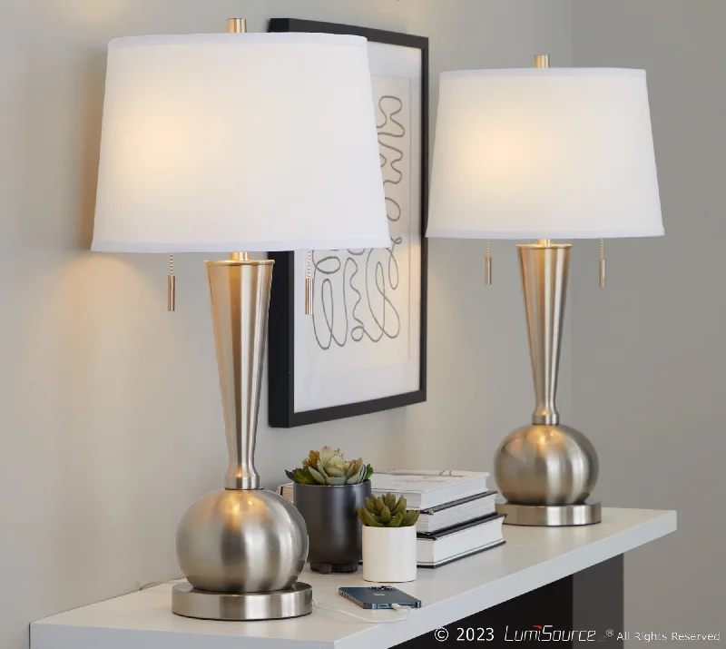marble table lamps with a luxurious veined pattern for high end decormarble table lamps with a luxurious veined pattern for high end decorJules 30.25" Metal Table Lamp with USB - Set of 2 By LumiSource - GTS30-JULES BNIW2