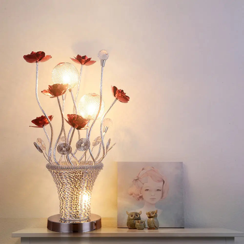 victorian style table lamps with ornate details for traditional homesvictorian style table lamps with ornate details for traditional homesZoé - LED LED Potted-Flower Nightstand Light Country Red and Chrome Finish Aluminum Wire Table Lamp