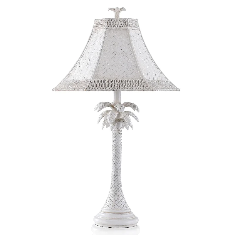 fabric table lamps with a linen shade for a relaxed and breathable lookfabric table lamps with a linen shade for a relaxed and breathable lookMalik -Traditional Coastal Palm Table Lamp - Whitewash Finish - White Woven Hex Rattan Shade
