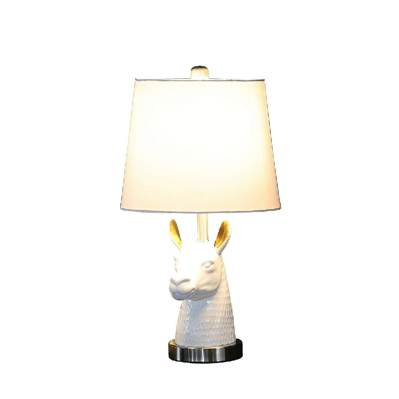 rustic farmhouse table lamps for cozy kitchensrustic farmhouse table lamps for cozy kitchensMetal Table Lamp With Llama Animal Head, White By Benzara