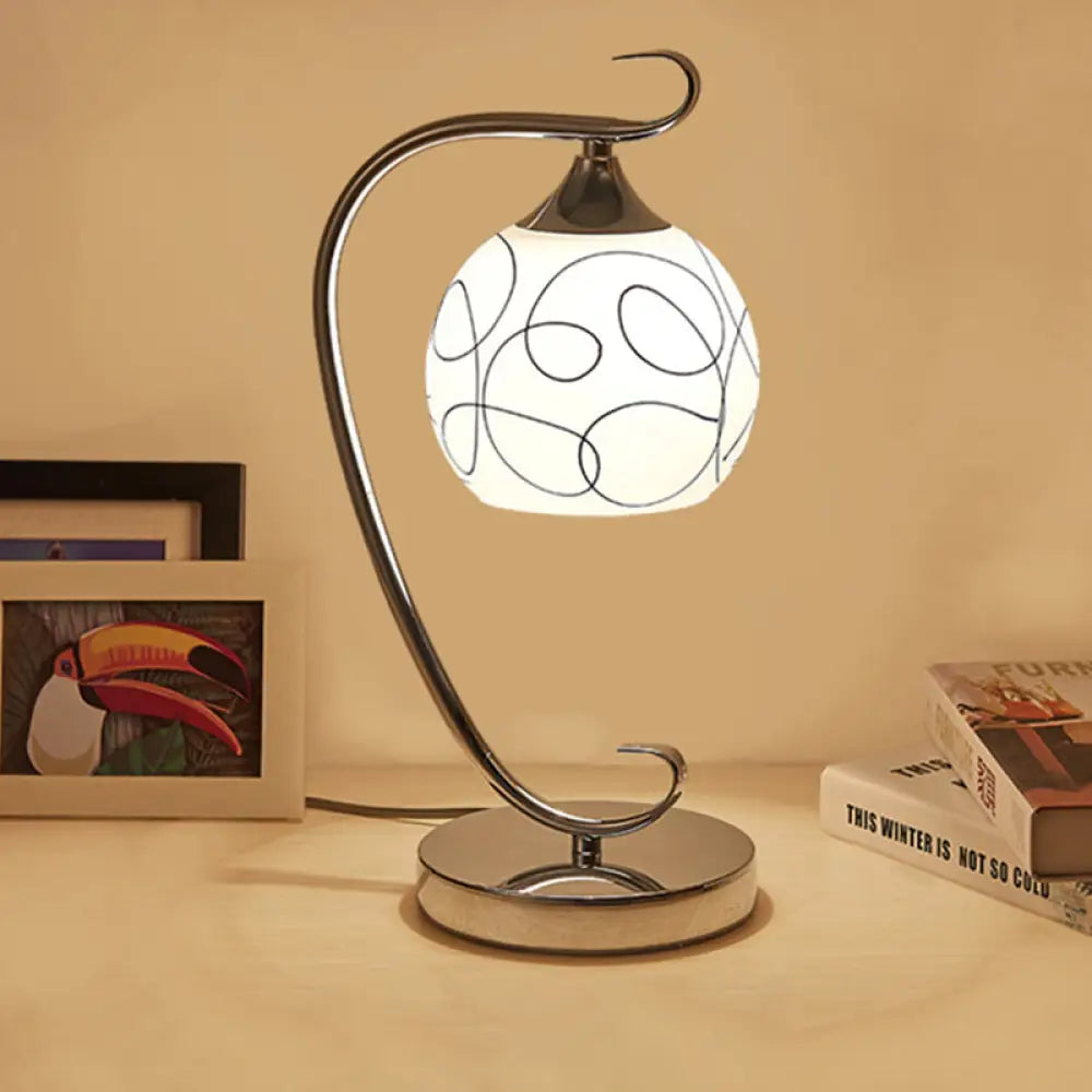 rustic farmhouse table lamps for cozy kitchensrustic farmhouse table lamps for cozy kitchensCaterina - Classic White Glass Orb Shape Study Room Reading Lamp