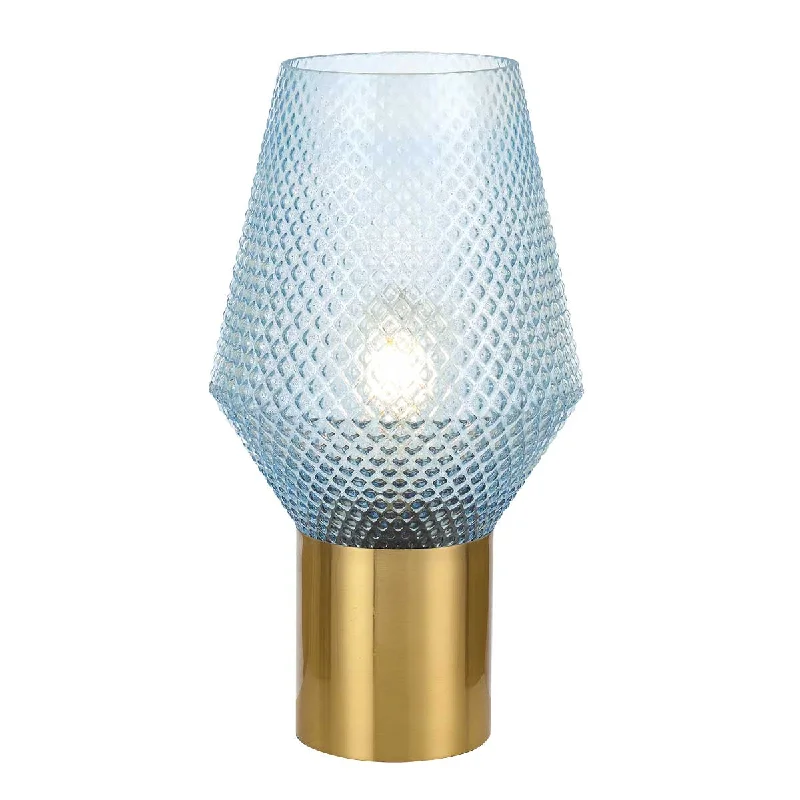 wooden table lamps with natural grain for a warm and organic feelwooden table lamps with natural grain for a warm and organic feelRene Blue and Antique Gold Industrial Table Lamp