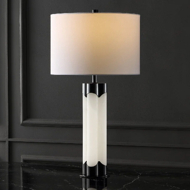 gothic style table lamps with dark finishes for a mysterious lookgothic style table lamps with dark finishes for a mysterious lookSafavieh Chavez Alabaster Table Lamp - White and Black