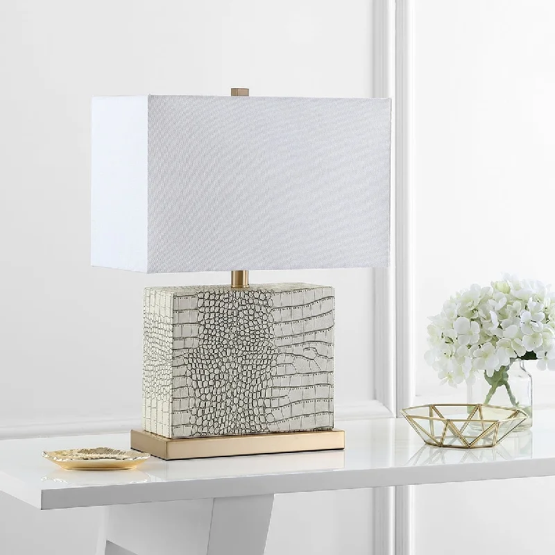 industrial style table lamps with exposed bulbs for loft apartmentsindustrial style table lamps with exposed bulbs for loft apartmentsSafavieh Delia 20.5-Inch H Faux Alligator Table Lamp - Cream