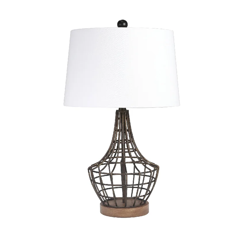 rustic farmhouse table lamps for cozy kitchensrustic farmhouse table lamps for cozy kitchensSagebrook Home Metal 27`` Cage Table Lamp, Bronze