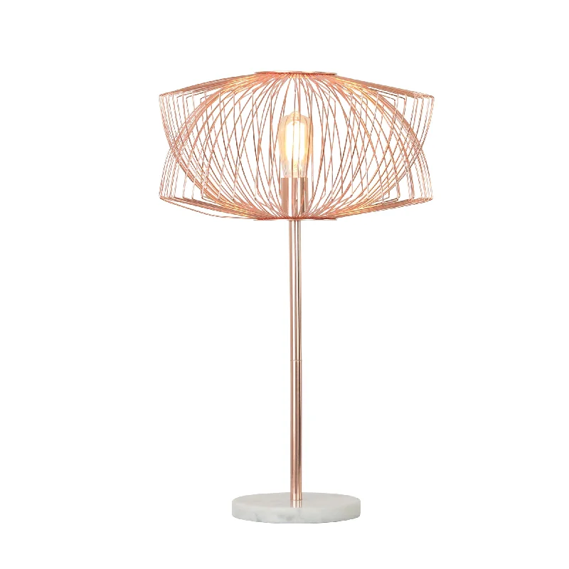 rustic farmhouse table lamps for cozy kitchensrustic farmhouse table lamps for cozy kitchensSagebrook Home 50293 28" Metal Table Lamp with Cage Shade, Rose Gold