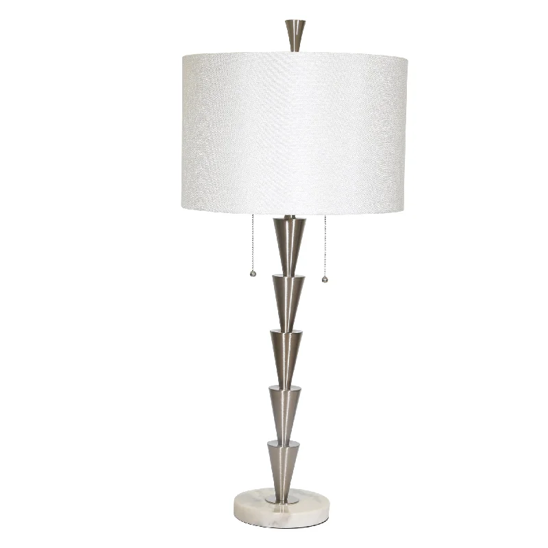 fabric table lamps with a linen shade for a relaxed and breathable lookfabric table lamps with a linen shade for a relaxed and breathable lookSagebrook Home Metal 34`` Stacked Cones Table Lamp, Silver