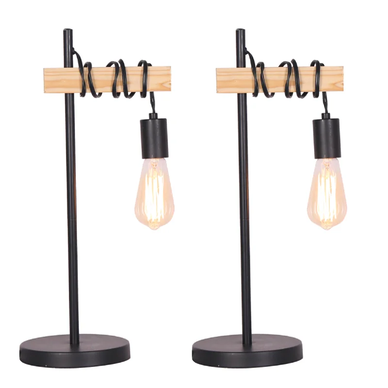 modern minimalist table lamps for contemporary living roomsmodern minimalist table lamps for contemporary living roomsSagebrook Home Set of 2 18`` Metal/Wood Table Lamps, Black - Kd