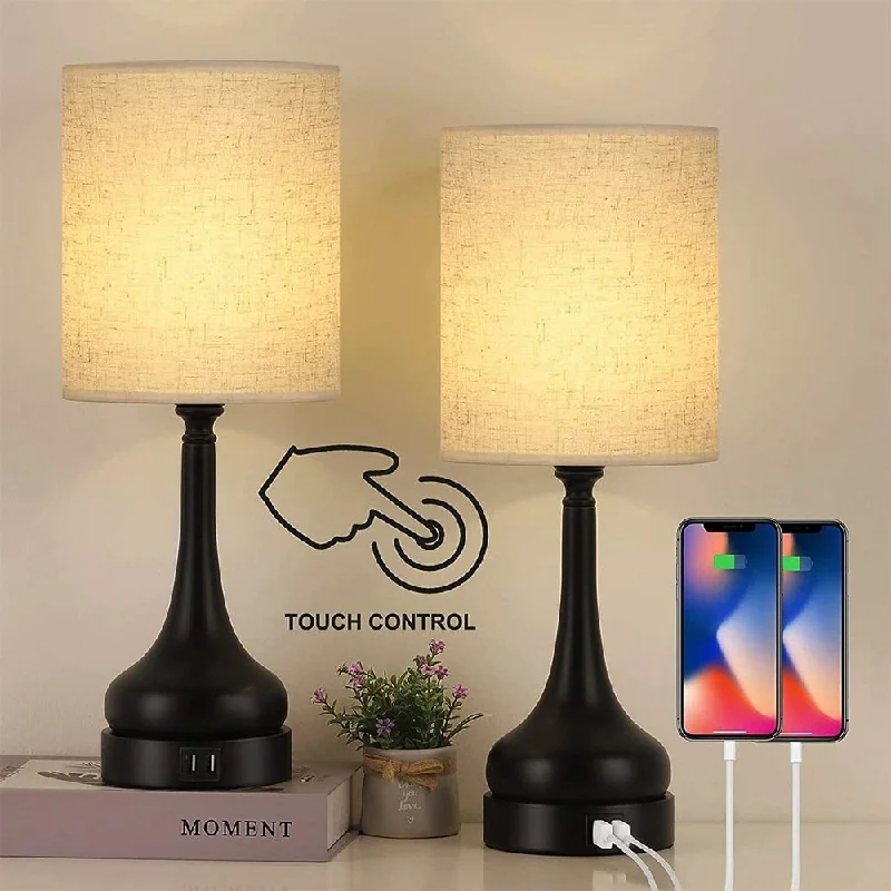 gothic style table lamps with dark finishes for a mysterious lookgothic style table lamps with dark finishes for a mysterious lookSet of 2 Table Lamps Touch Bedside Lamps with Dual USB White Black - 6.9" x 17.7"
