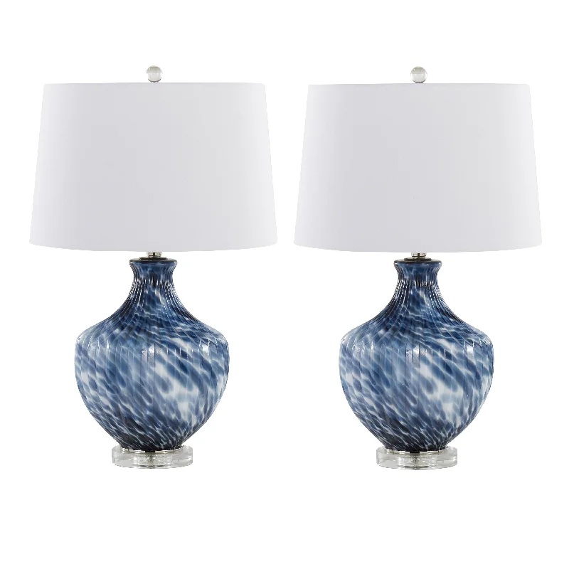 rustic farmhouse table lamps for cozy kitchensrustic farmhouse table lamps for cozy kitchensSilver Orchid Fizza 27" Glass Table Lamp (Set of 2)