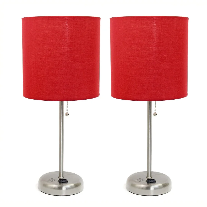 Brushed Steel/Red Shade