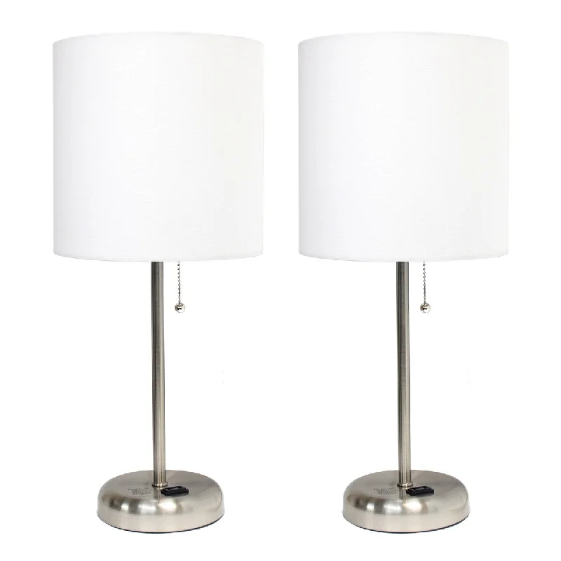 Brushed Steel/White Shade
