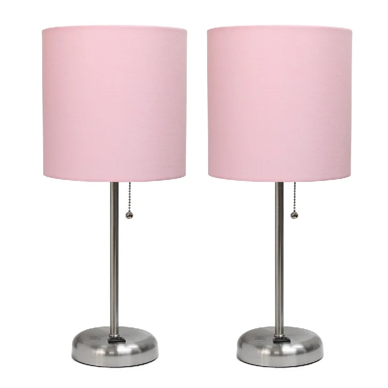 Brushed Steel/Light Pink Shade