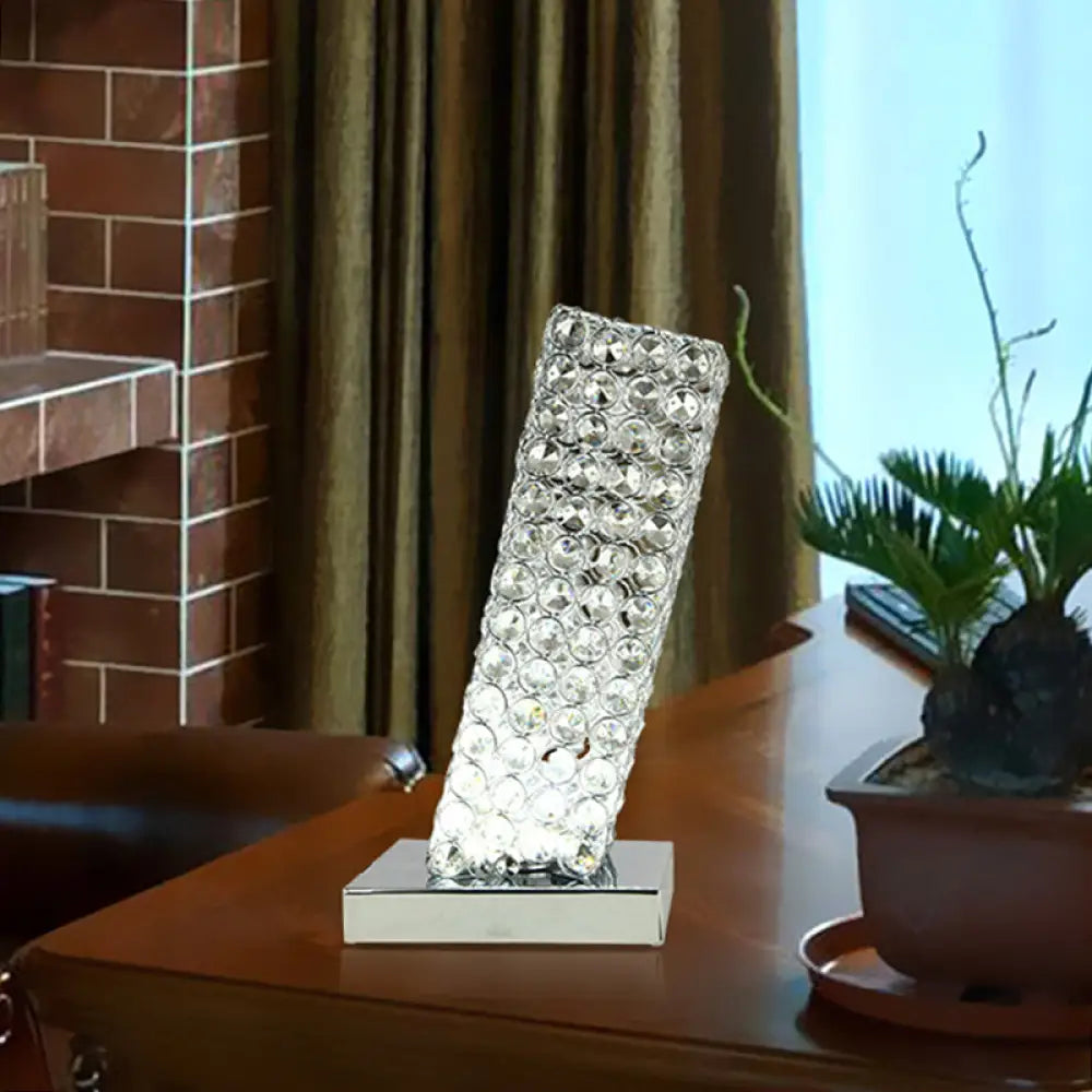 rustic farmhouse table lamps for cozy kitchensrustic farmhouse table lamps for cozy kitchensAscella - Chrome Simple Slanting Cuboid Table Light Inserted Crystal LED Night Table Lamp in Chrome