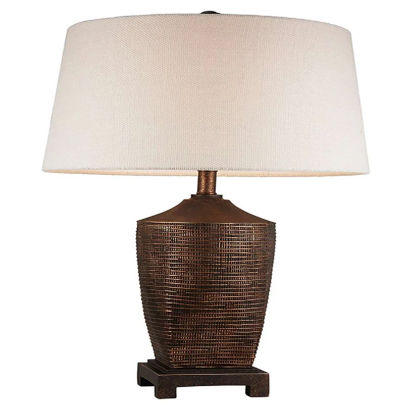 leather table lamps with a distressed texture for a rugged charmleather table lamps with a distressed texture for a rugged charmTable Lamp With Polyresin Urn Shape Base, Bronze By Benzara