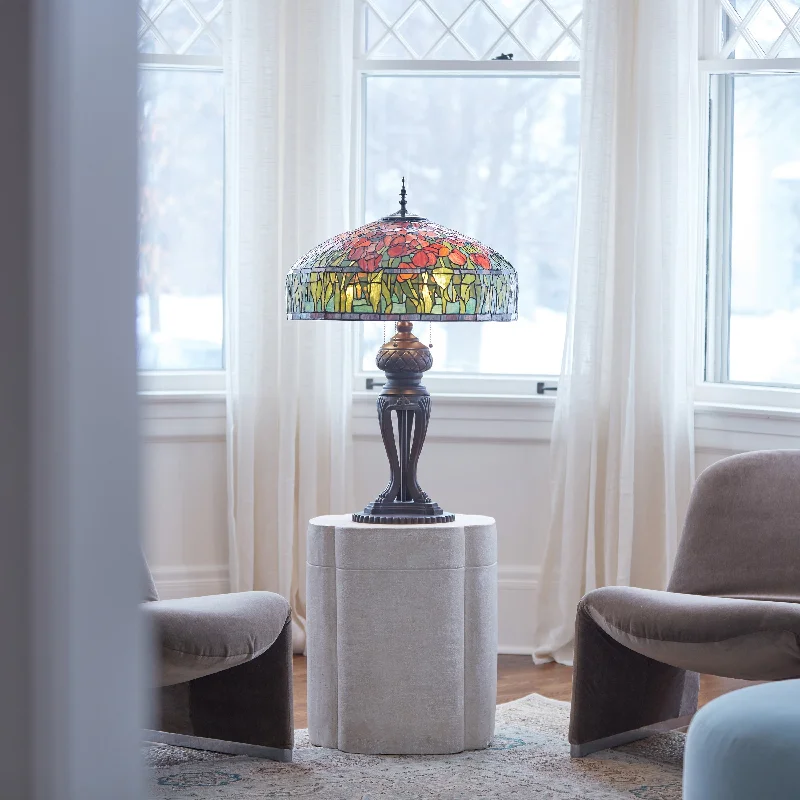 mid century modern table lamps with iconic designs for a stylish studymid century modern table lamps with iconic designs for a stylish studyTulip River of Goods Tiffany-Inspired Red and Green Stained Glass 33.25-Inch Table Lamp - 22" x 22" x 33.25"