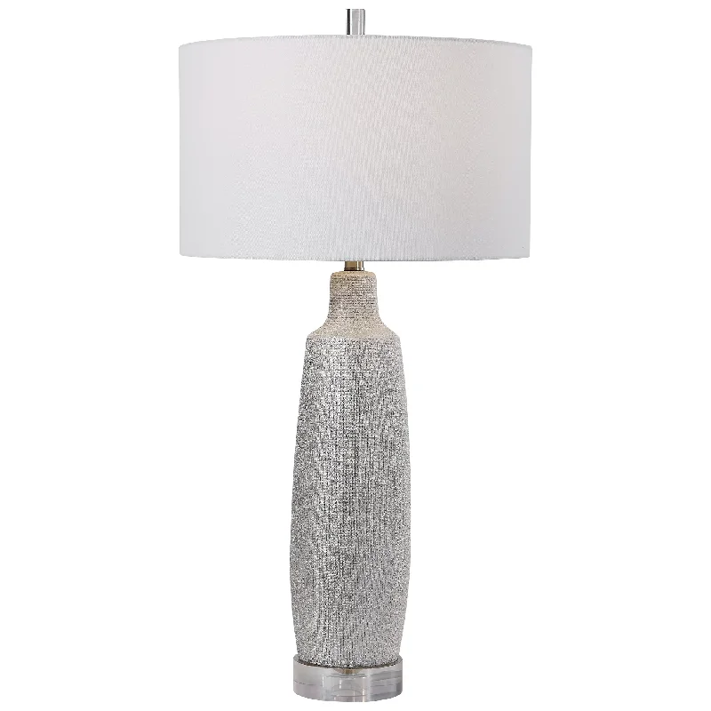 leather table lamps with a distressed texture for a rugged charmleather table lamps with a distressed texture for a rugged charmUttermost 28265 Kathleen Metallic Silver Table Lamp