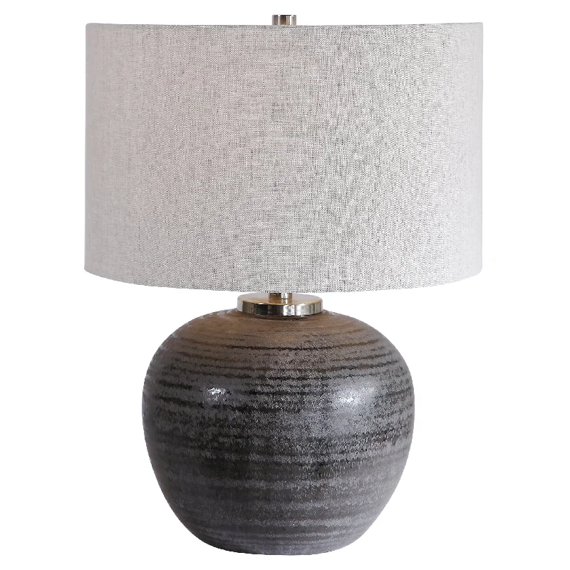 leather table lamps with a distressed texture for a rugged charmleather table lamps with a distressed texture for a rugged charmUttermost 26349-1 Mikkel Charcoal Table Lamp