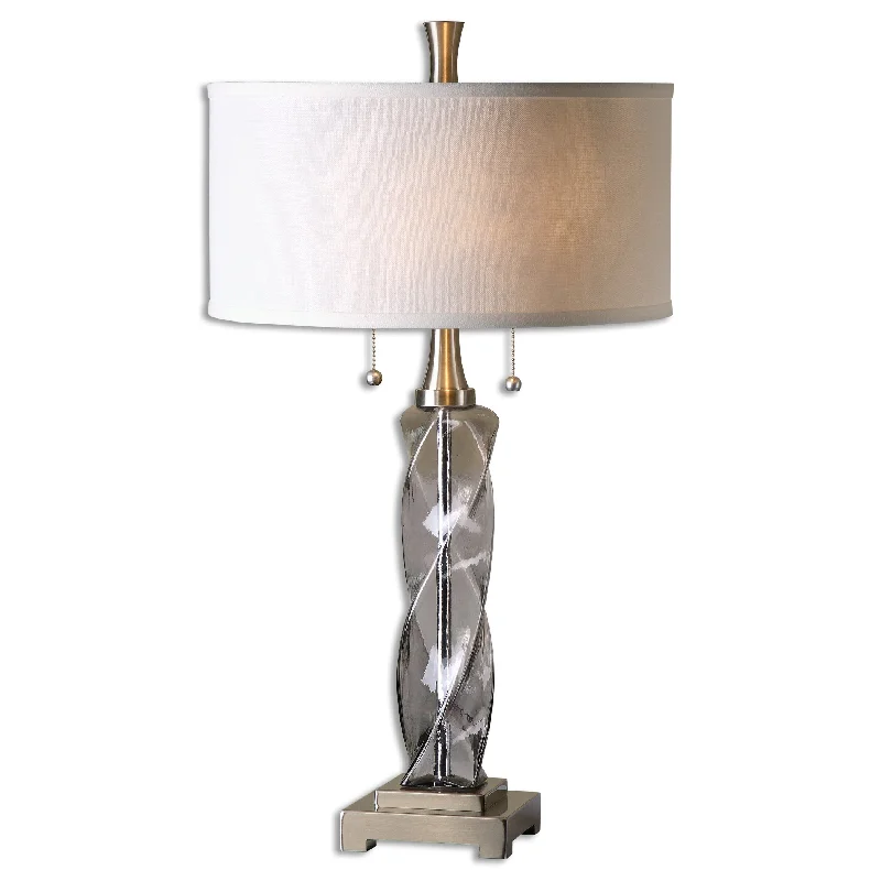 crystal table lamps with dazzling prisms for a glamorous effectcrystal table lamps with dazzling prisms for a glamorous effectUttermost 26634-1 Spirano Gray Glass Table Lamp